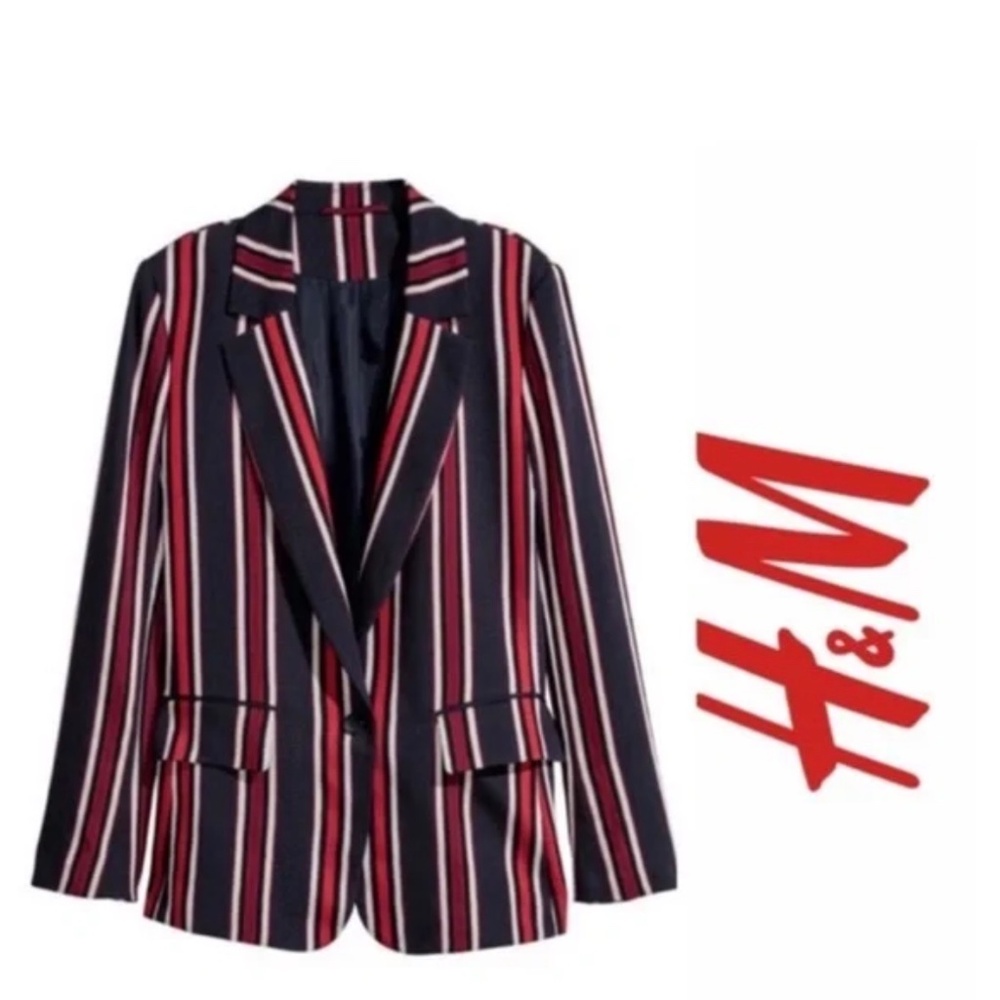 H&M women’s multi-colored striped blazer, 6 NWT